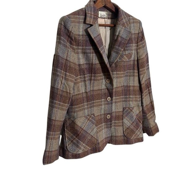 Vintage Country Suburbans Plaid Wool Blend Blazer And Skirt Set Brown Size S - Picture 3 of 12